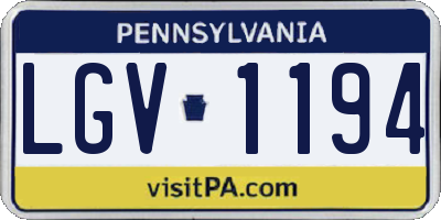 PA license plate LGV1194