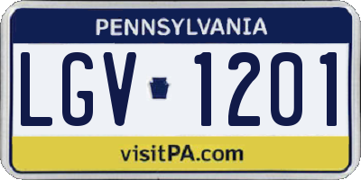 PA license plate LGV1201