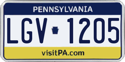 PA license plate LGV1205