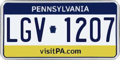 PA license plate LGV1207