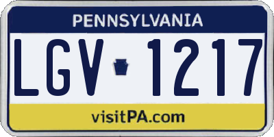PA license plate LGV1217