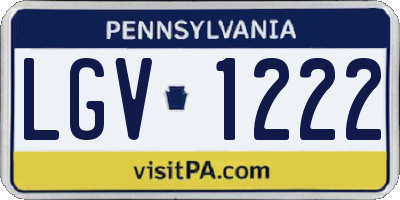 PA license plate LGV1222