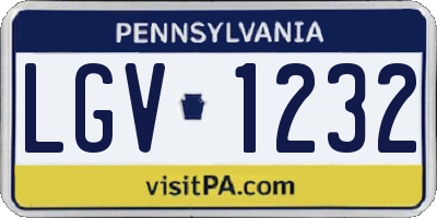 PA license plate LGV1232