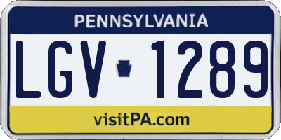 PA license plate LGV1289