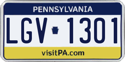 PA license plate LGV1301