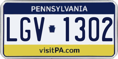 PA license plate LGV1302