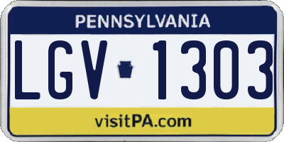 PA license plate LGV1303