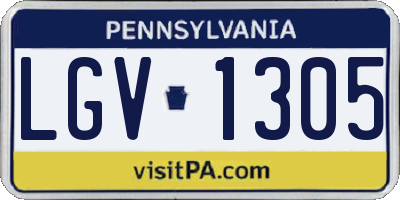 PA license plate LGV1305