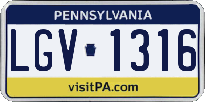 PA license plate LGV1316