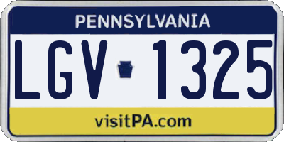 PA license plate LGV1325