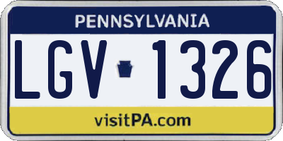 PA license plate LGV1326