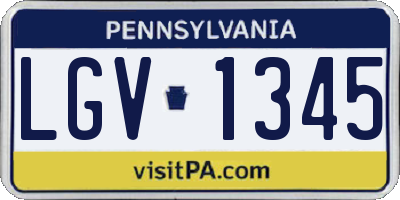 PA license plate LGV1345