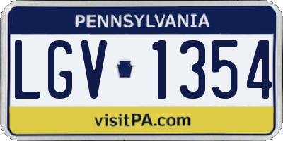 PA license plate LGV1354