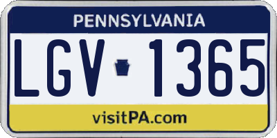 PA license plate LGV1365