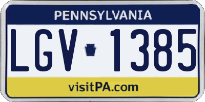 PA license plate LGV1385
