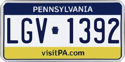 PA license plate LGV1392