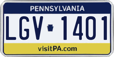 PA license plate LGV1401