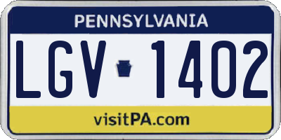 PA license plate LGV1402
