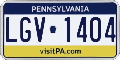 PA license plate LGV1404
