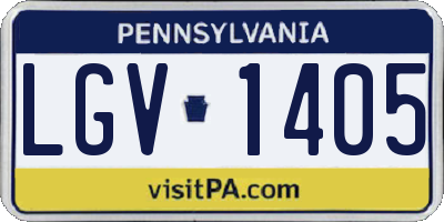 PA license plate LGV1405