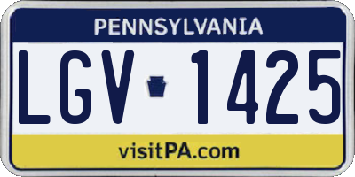 PA license plate LGV1425
