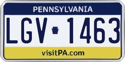 PA license plate LGV1463