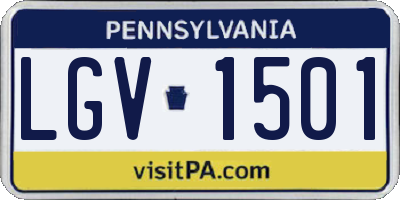 PA license plate LGV1501