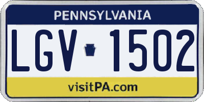 PA license plate LGV1502