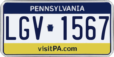 PA license plate LGV1567