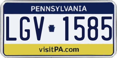 PA license plate LGV1585