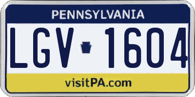 PA license plate LGV1604