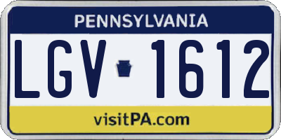 PA license plate LGV1612