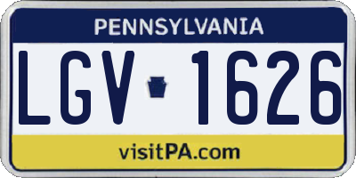 PA license plate LGV1626