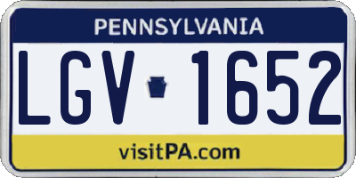 PA license plate LGV1652