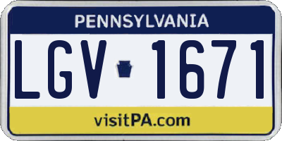 PA license plate LGV1671