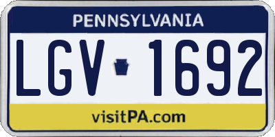 PA license plate LGV1692