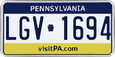 PA license plate LGV1694