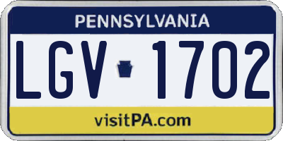 PA license plate LGV1702