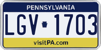 PA license plate LGV1703