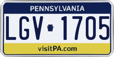 PA license plate LGV1705