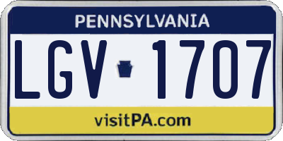 PA license plate LGV1707