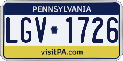 PA license plate LGV1726
