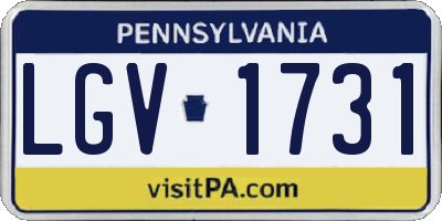 PA license plate LGV1731