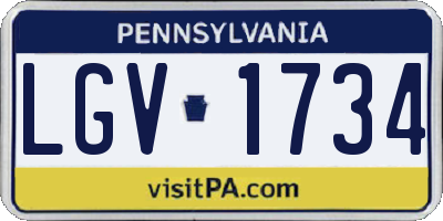 PA license plate LGV1734