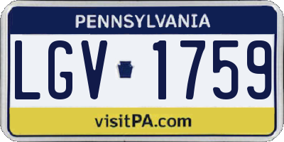 PA license plate LGV1759