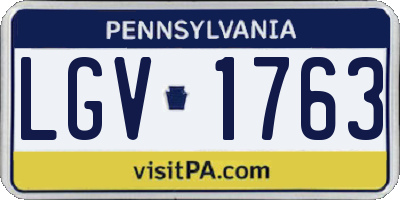 PA license plate LGV1763