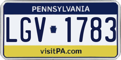 PA license plate LGV1783