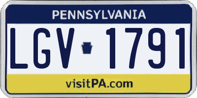 PA license plate LGV1791
