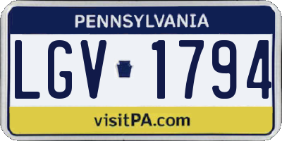 PA license plate LGV1794