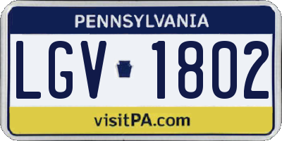 PA license plate LGV1802